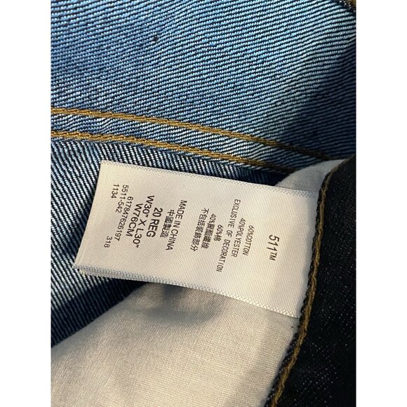 Levi 511 Dark Wash Jeans Slim Fit Denim Women's 20 Reg Red Tab - Picture 8 of 8